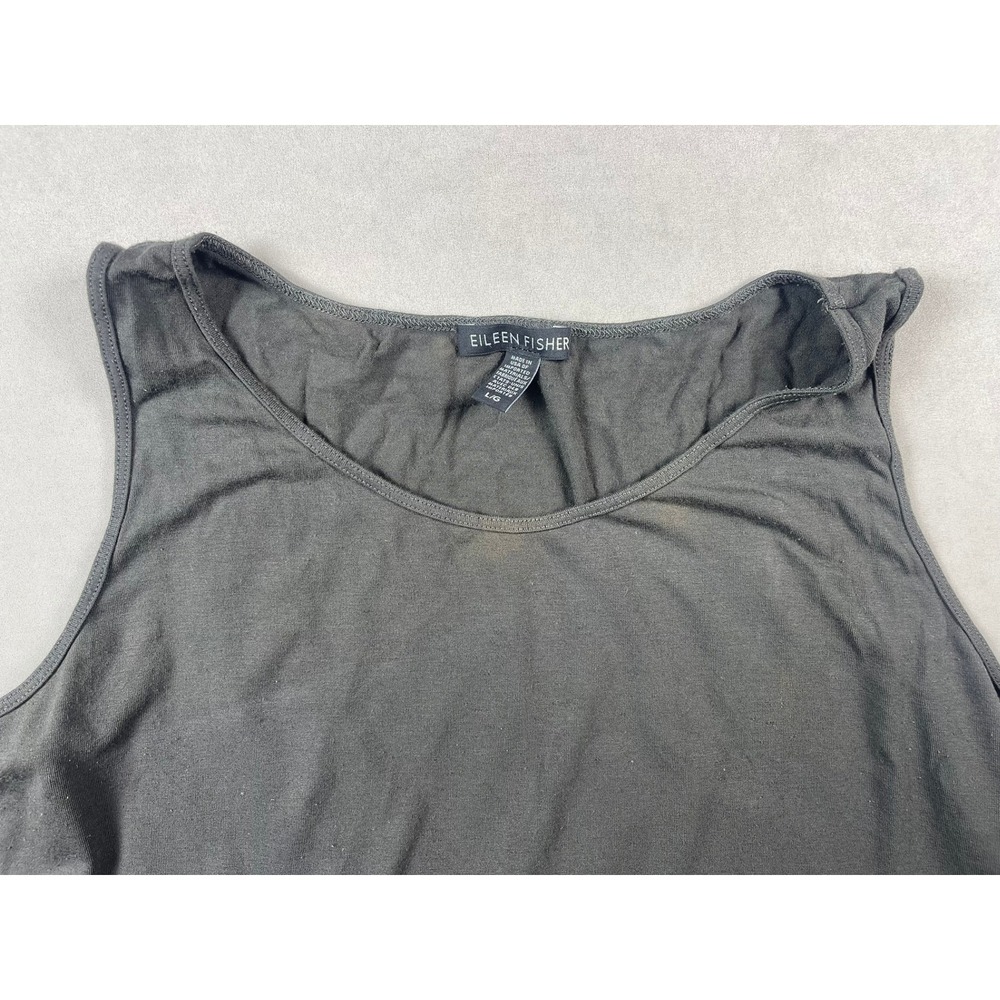 Eileen Fisher Charcoal Gray Jersey Knit Sleeveless Maxi Tank Dress Large L/G - Picture 3 of 4